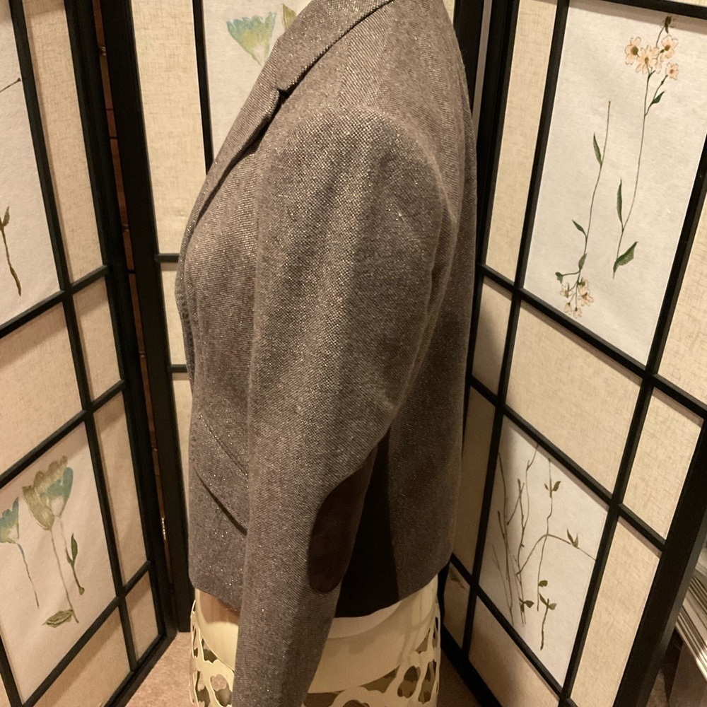 Liz Claiborne Jacket with Faux Suede Inserts and Gold Flecks Size M - Picture 6 of 9